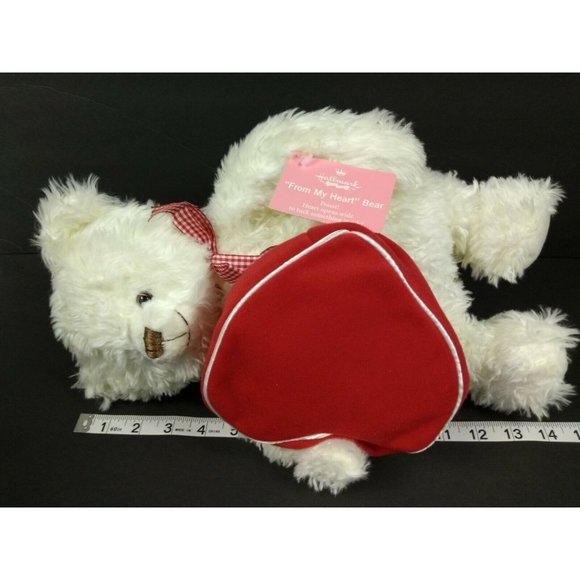 Hallmark "From My Heart" White 14" Valentines Day Bear Plush/Heart Gift Zip Bag - Picture 9 of 12